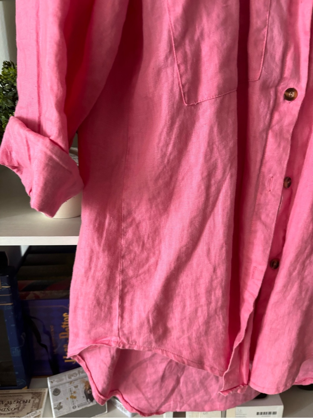 SNDY Pink Button-Down Shirt - Relaxed Longline Top - Picture 4 of 5